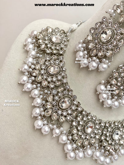 Naina Silver Stone Necklace set