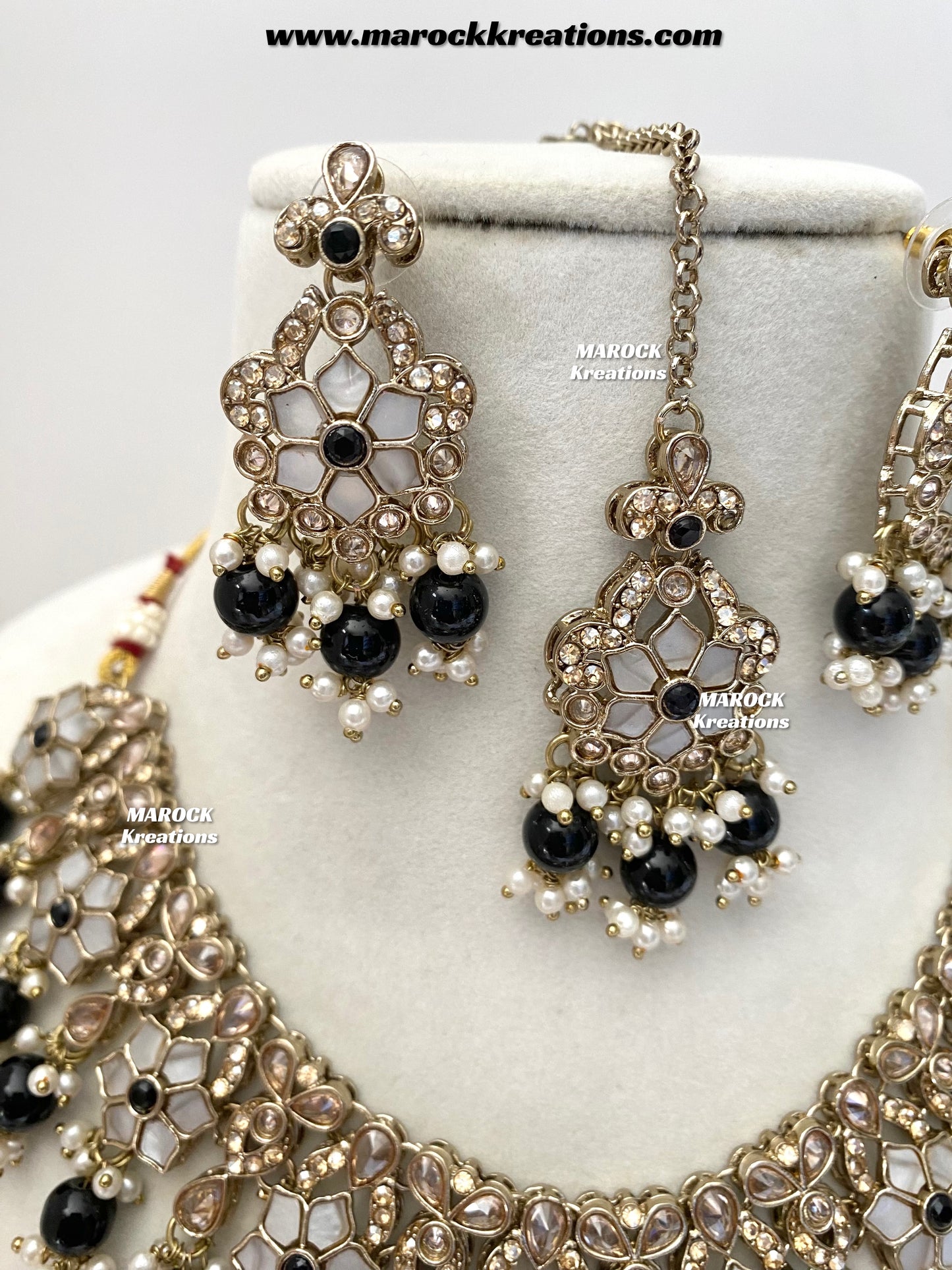 Arpan Antique Gold Polki MOP Statement Necklace set