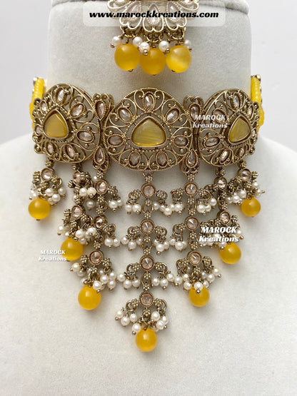 Amaira Antique Gold Polki choker set