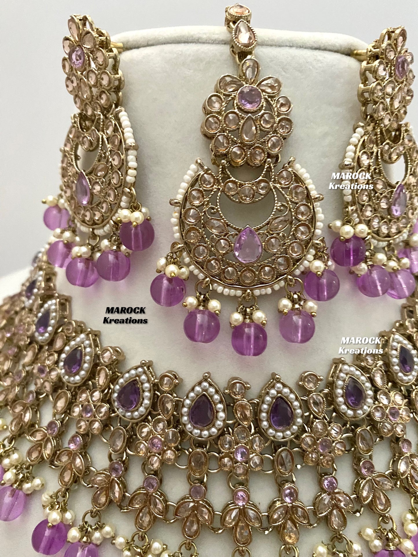 Sadhna Antique Gold Polki Necklace set