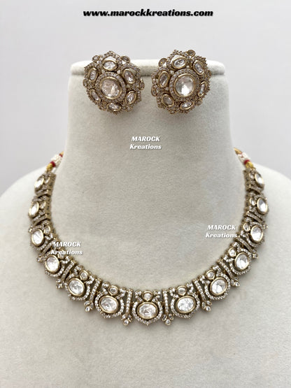 Sophia Premium Quality Moissanite Kundan Necklace set