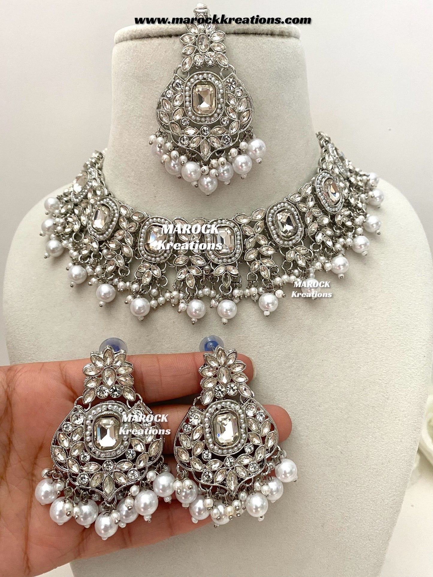 Inati Silver Polki Choker set