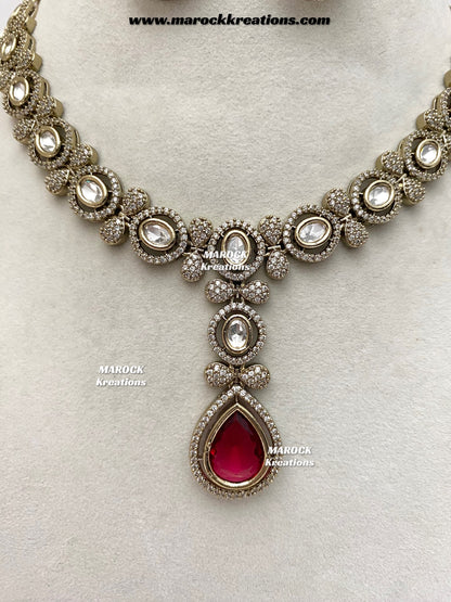 Ramsha Premium Quality Moissanite Kundan Necklace set