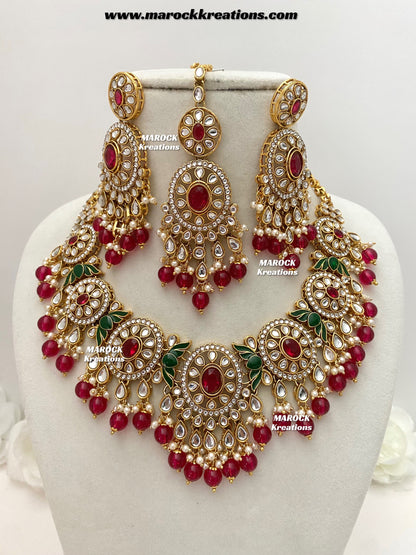 Iqra Premium Quality Kundan Meenakari Statement Necklace set
