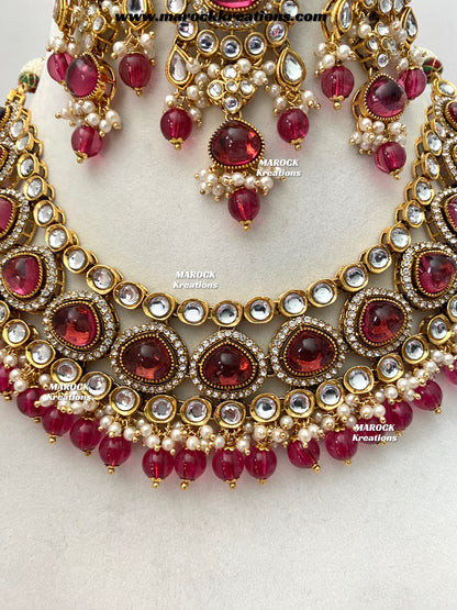 Harsha Premium Quality Kundan and Monalisa stone Statement Necklace set
