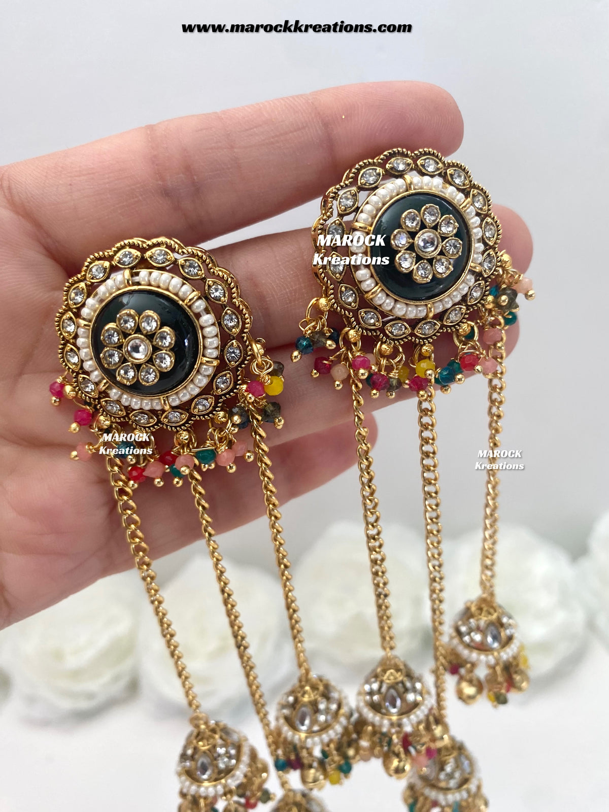 Nimrit Premium Quality Kashmiri Kundan Statement Earrings