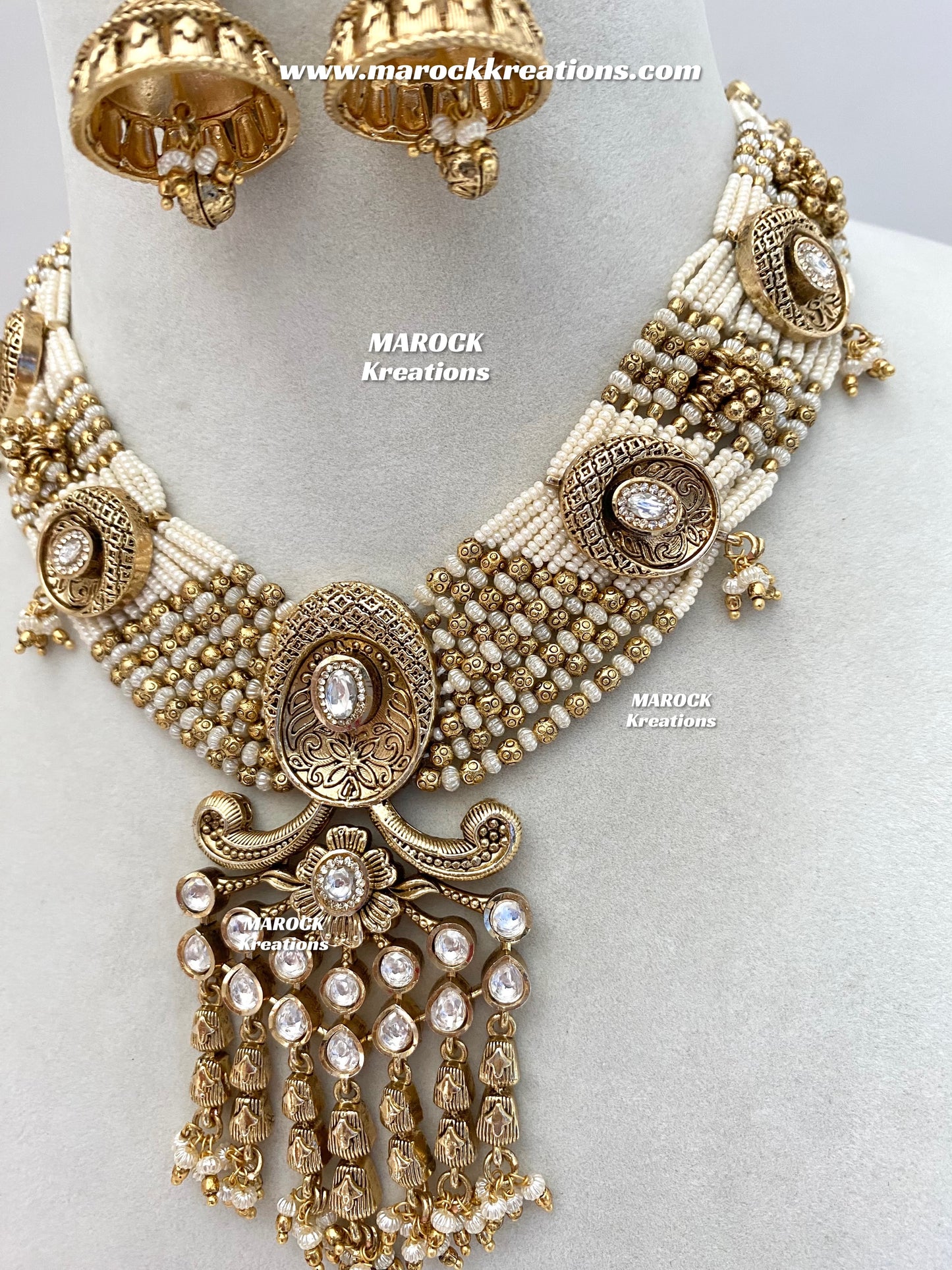 Arifa Premium Quality Gold Plated Rajwadi Necklace set