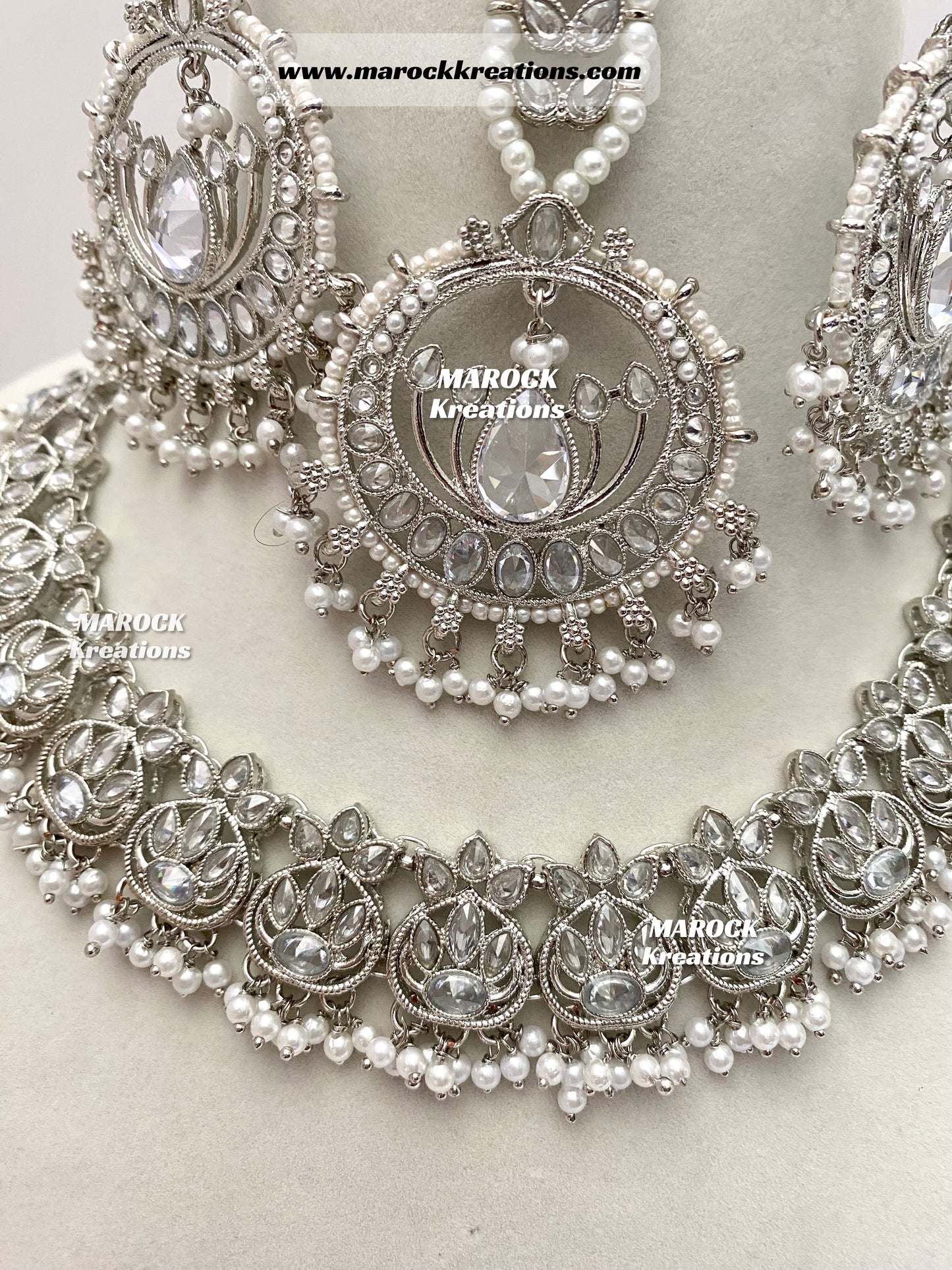 Silver Polki Necklace set