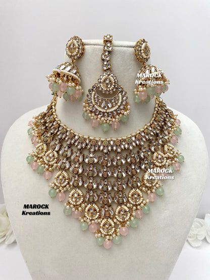 Fine Kundan V-shape Statement Necklace set