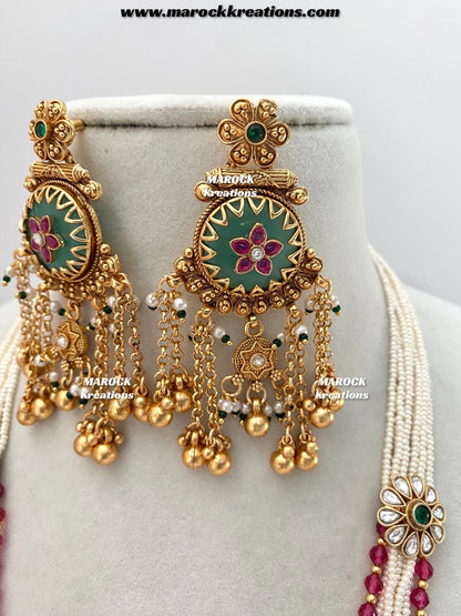 Jima Premium Quality Gold plated exclusive heritage Rani haar set