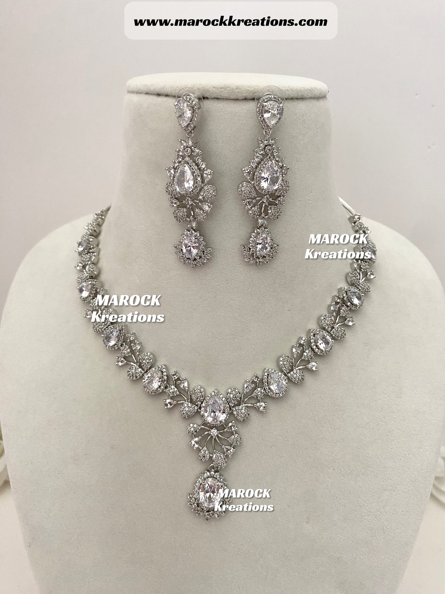 Fiza Silver base American Diamond Necklace set