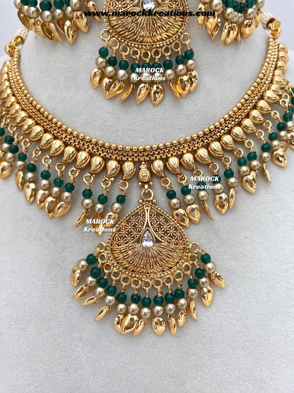 Diya Premium Quality Gold Plated peepal patti necklace set