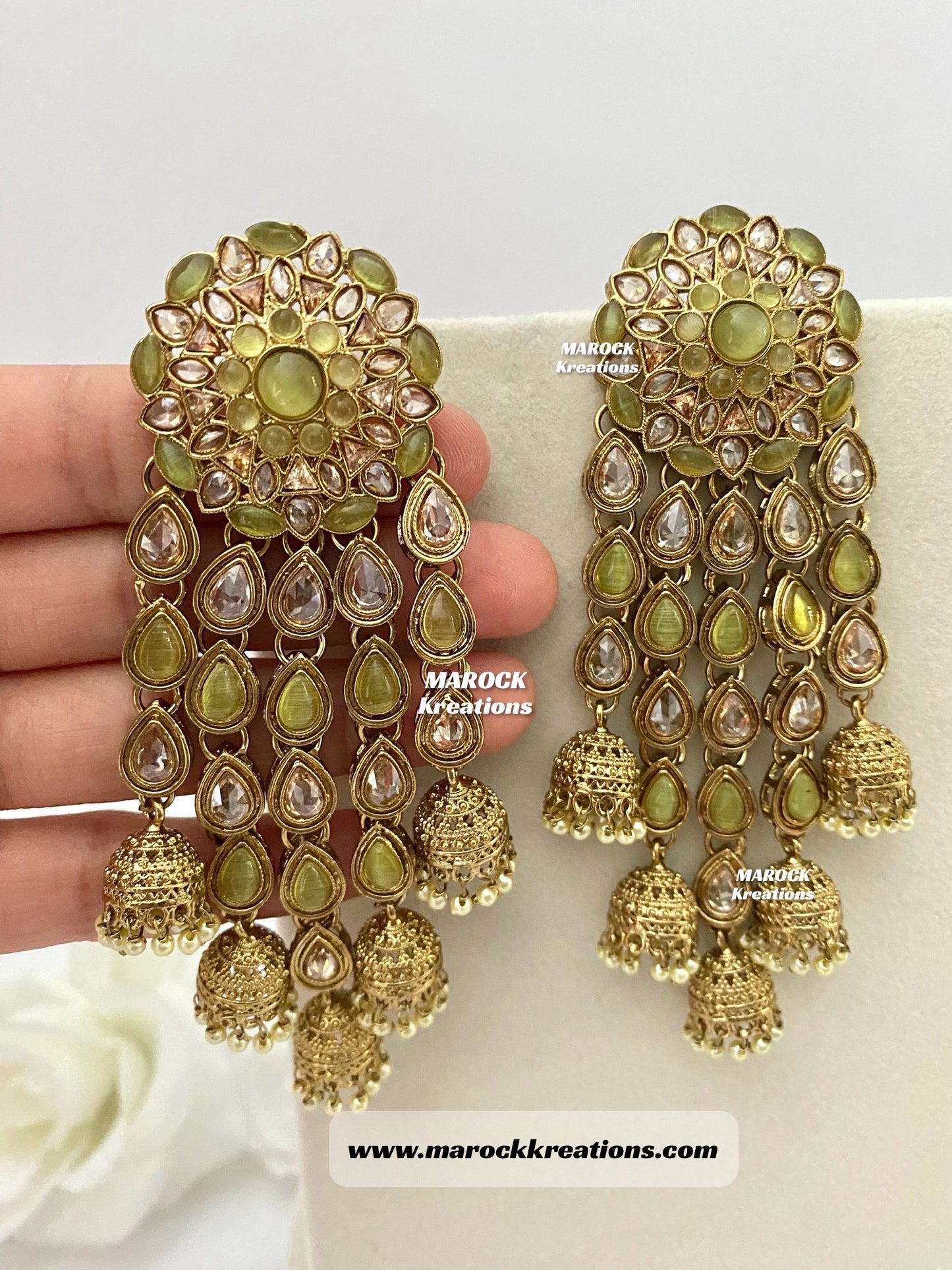 Bollywood style High Quality Antique Gold Polki Statement Earrings