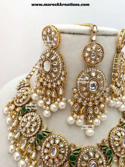 Iqra Premium Quality Kundan Meenakari Statement Necklace set