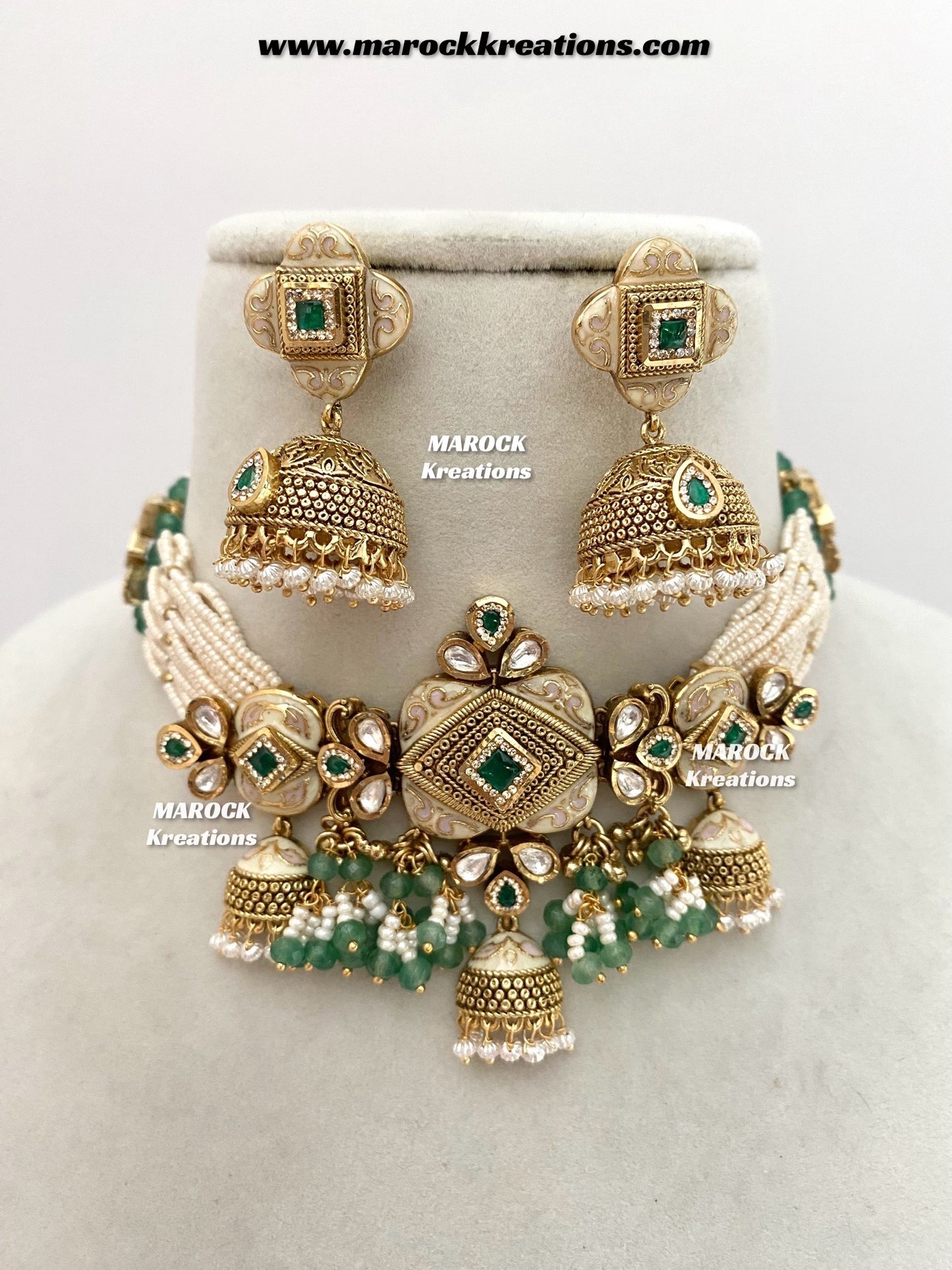 Habibi Premium Quality Gold plated Rajwadi Meenakari choker set