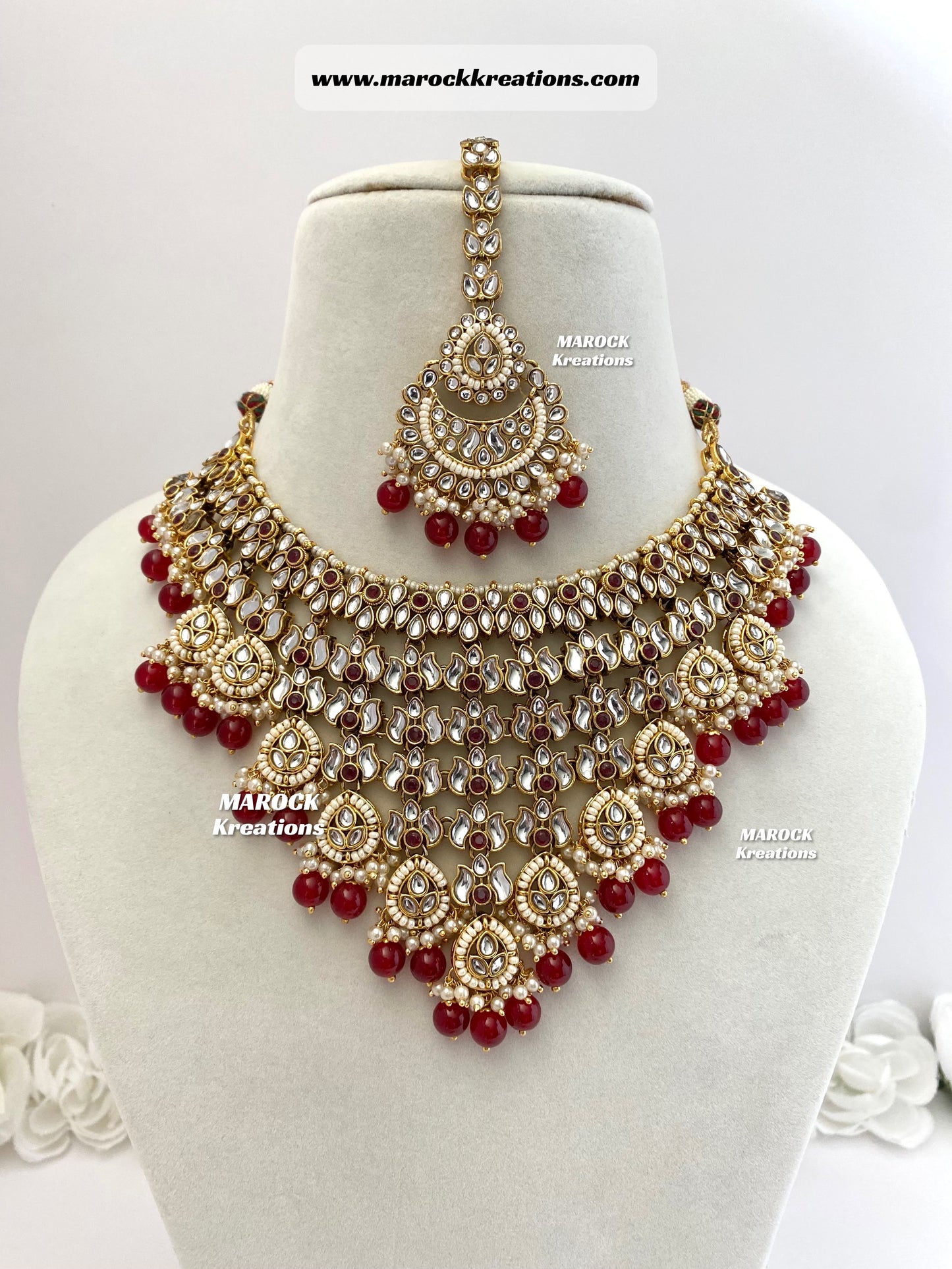 Fine Kundan V-shape Statement Necklace set