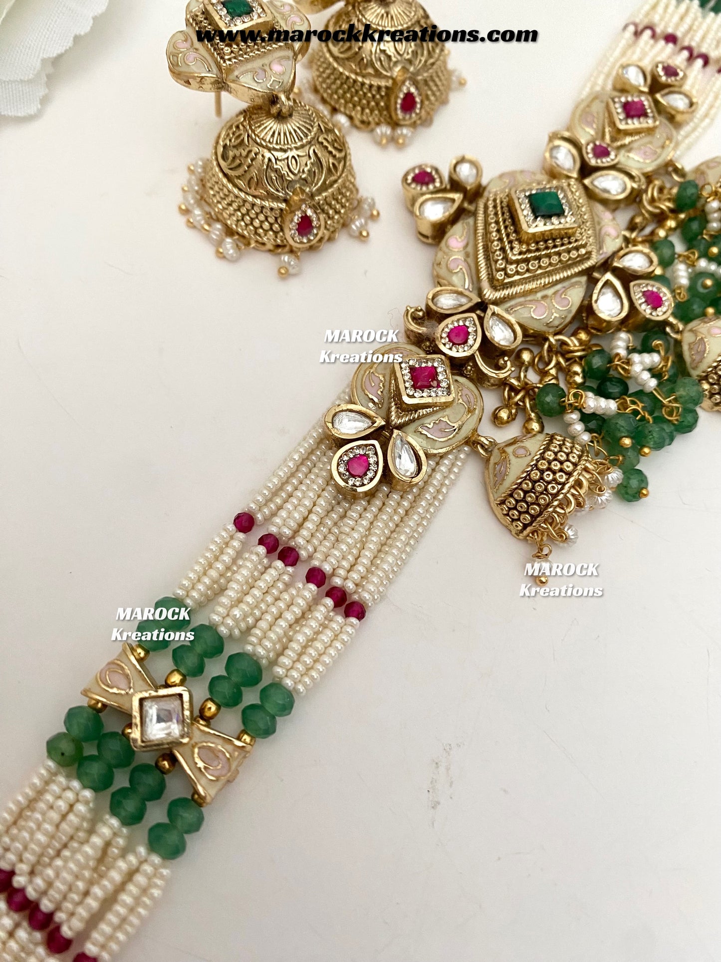 Habibi Premium Quality Gold plated Rajwadi Meenakari choker set
