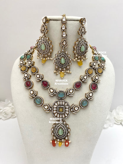 Hanali Victorian Kundan Statement Necklace set