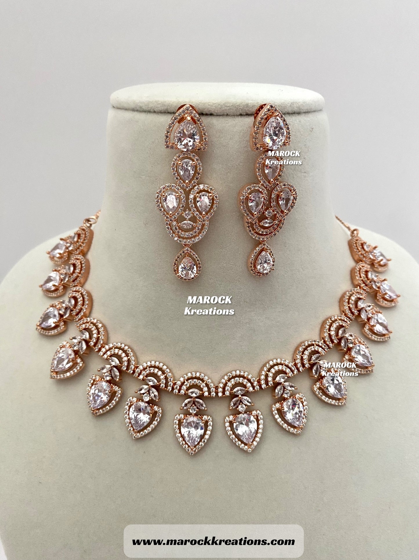 Rose Gold American Diamond Necklace set