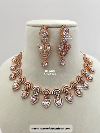 Rose Gold American Diamond Necklace set