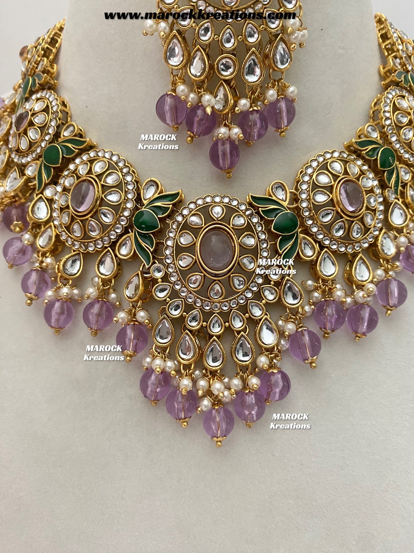 Iqra Premium Quality Kundan Meenakari Statement Necklace set