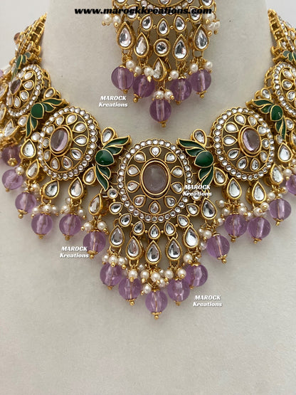 Iqra Premium Quality Kundan Meenakari Statement Necklace set