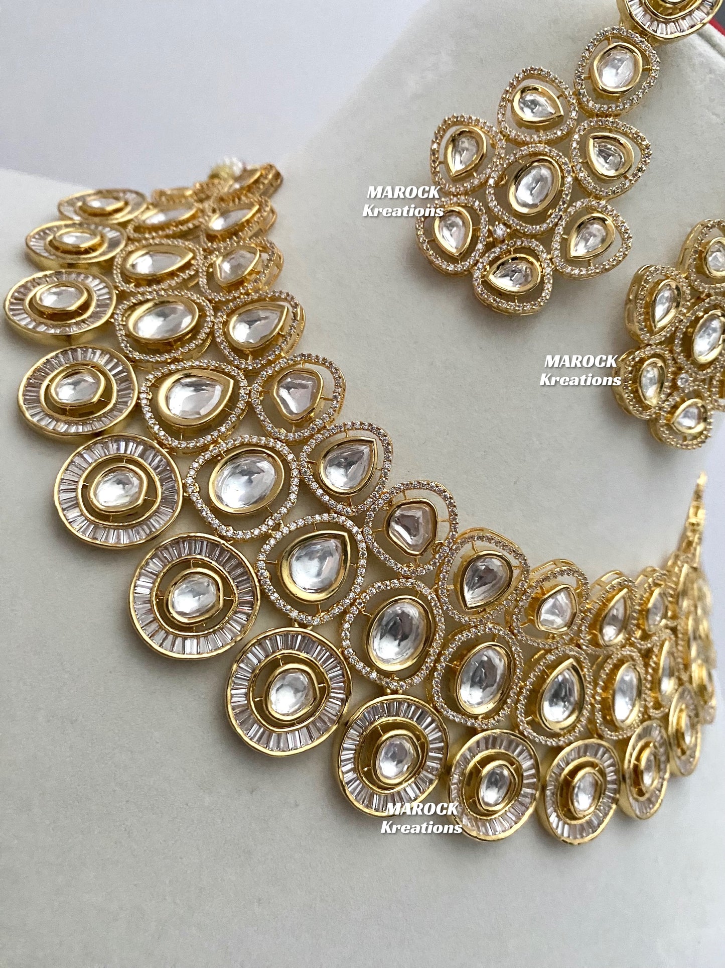 Tyani inspired Premium Quality Gold plated real kundan Necklace set