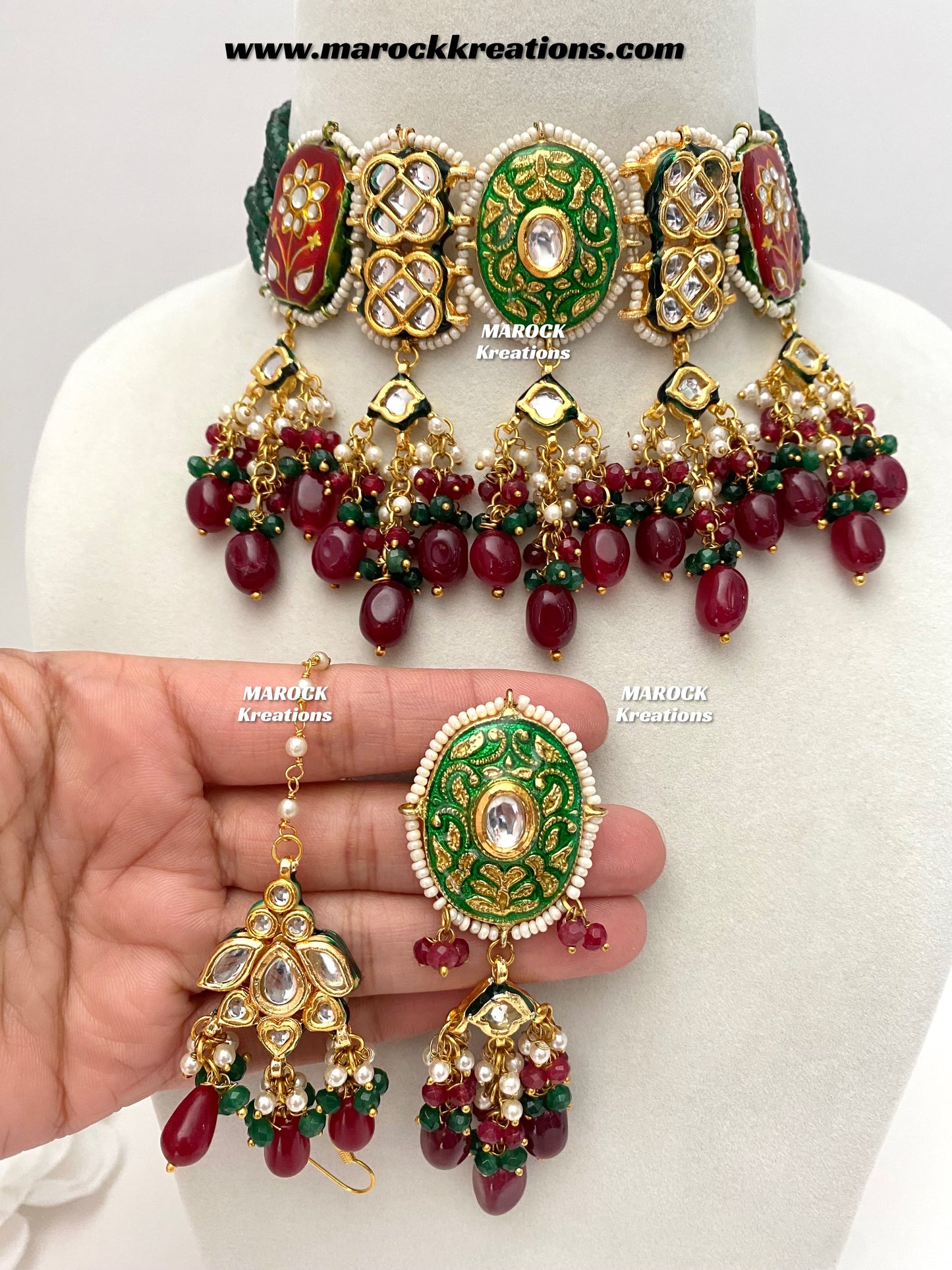 Shehnaaz Premium Quality Thappa Kundan Meenakari trendy choker set