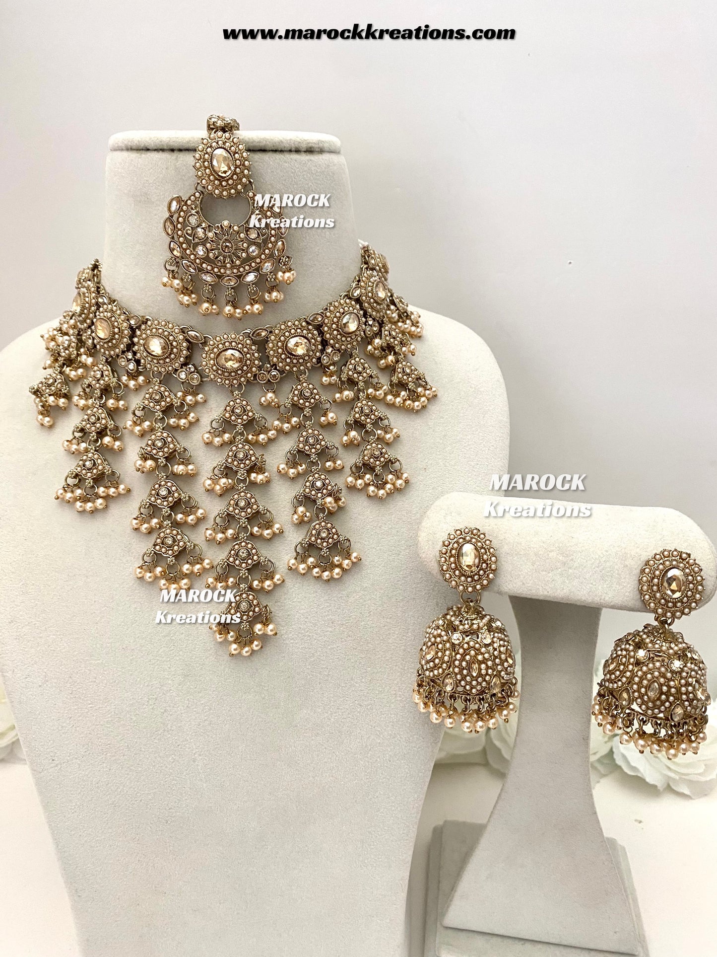 Shaya Antique Gold Polki waterfall Choker set