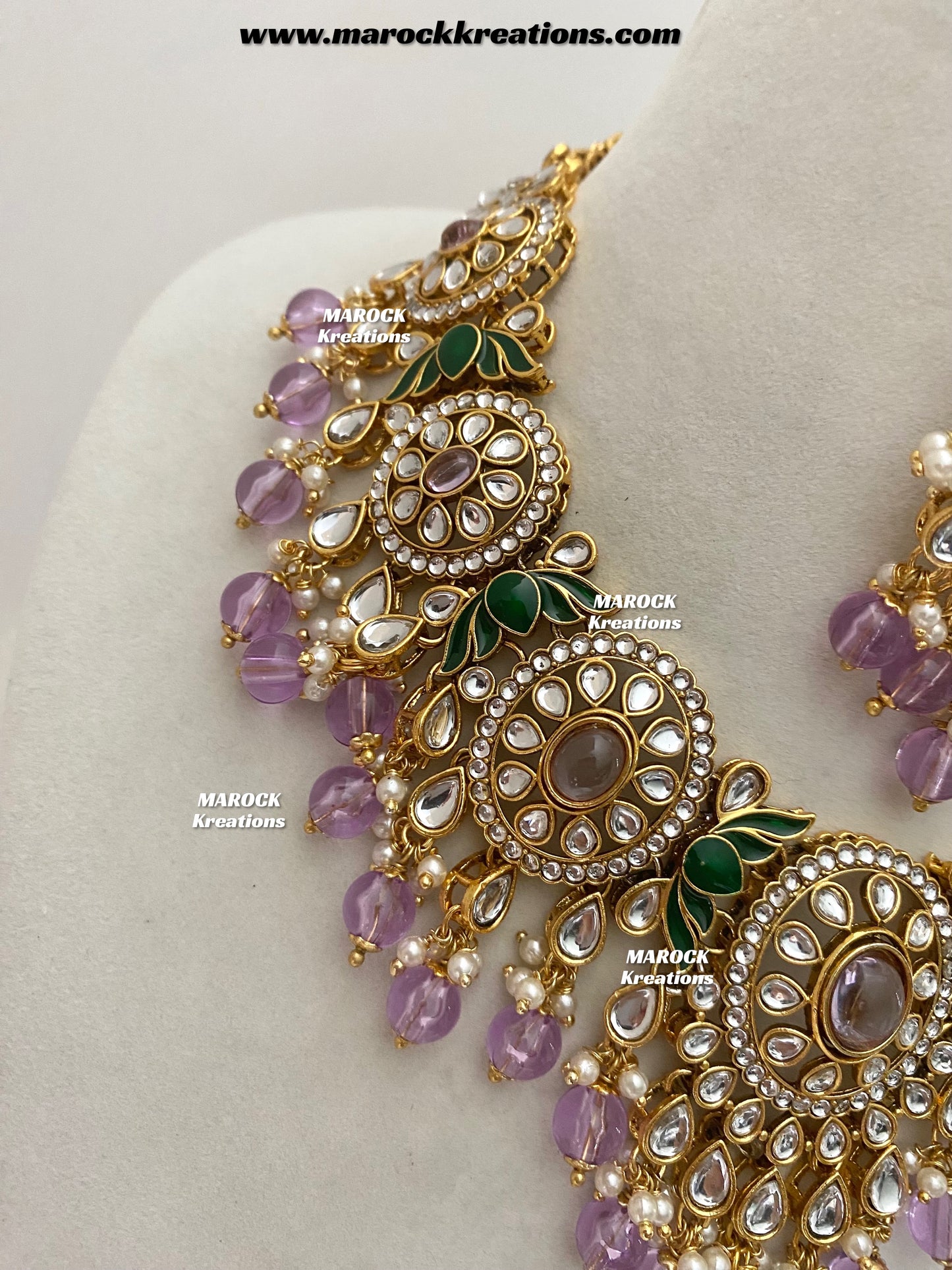 Iqra Premium Quality Kundan Meenakari Statement Necklace set