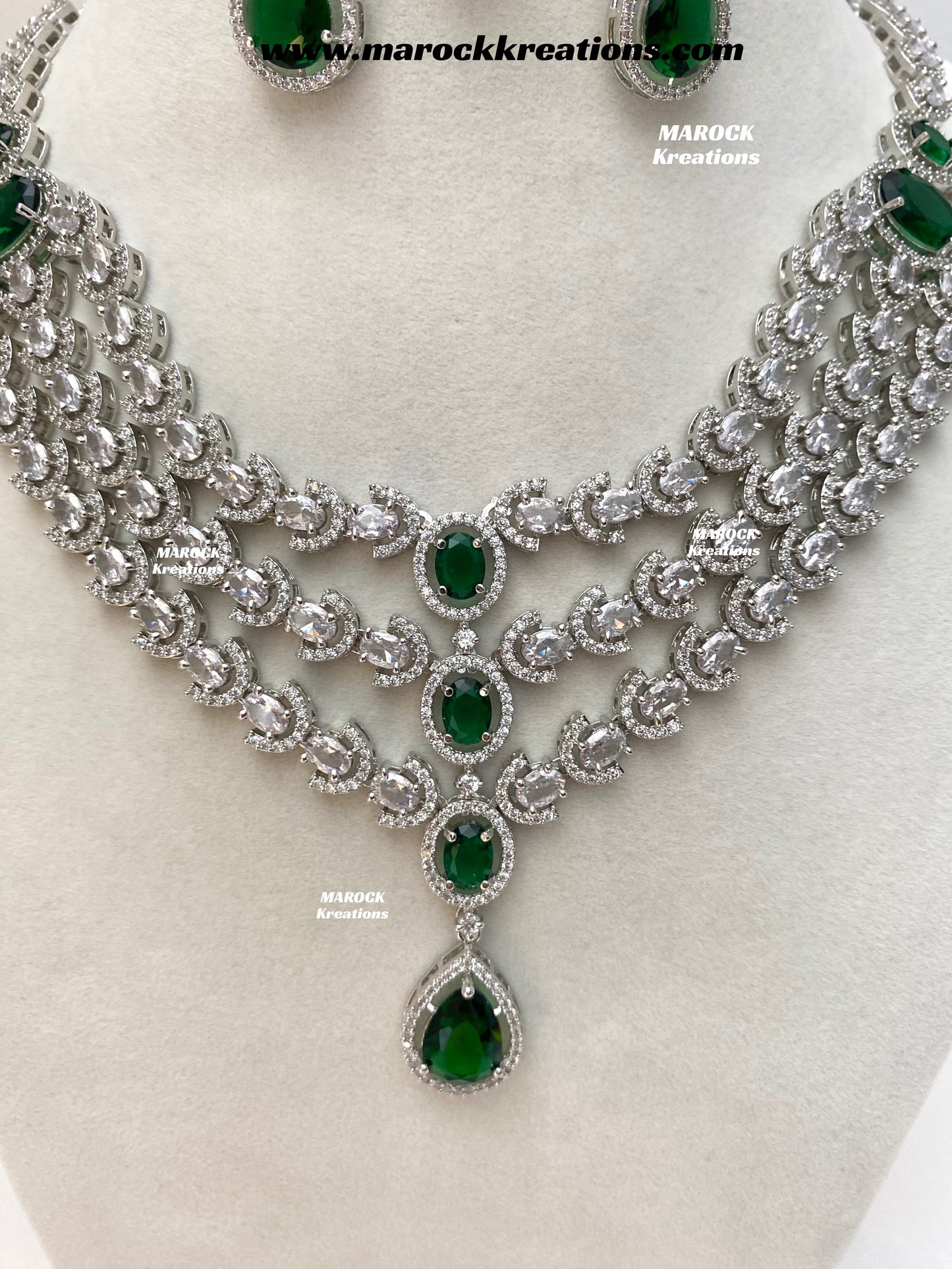Gannat Silver American Diamond Necklace set