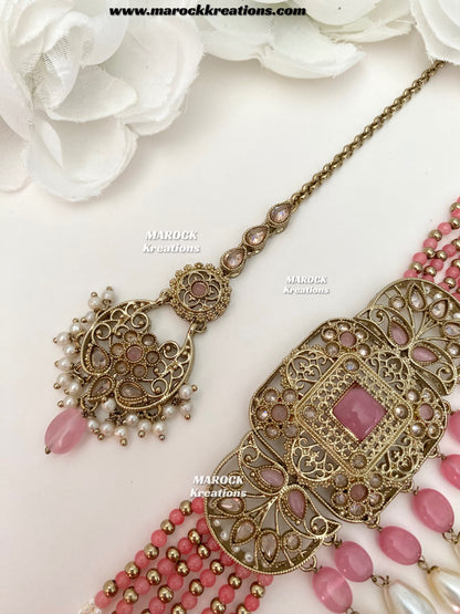 Naila Antique Gold Polki Choker set