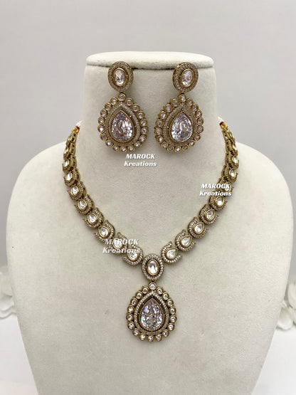 Camila Premium Quality Moissanite Kundan Necklace set