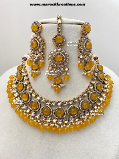Harsha Premium Quality Kundan and Monalisa stone Statement Necklace set