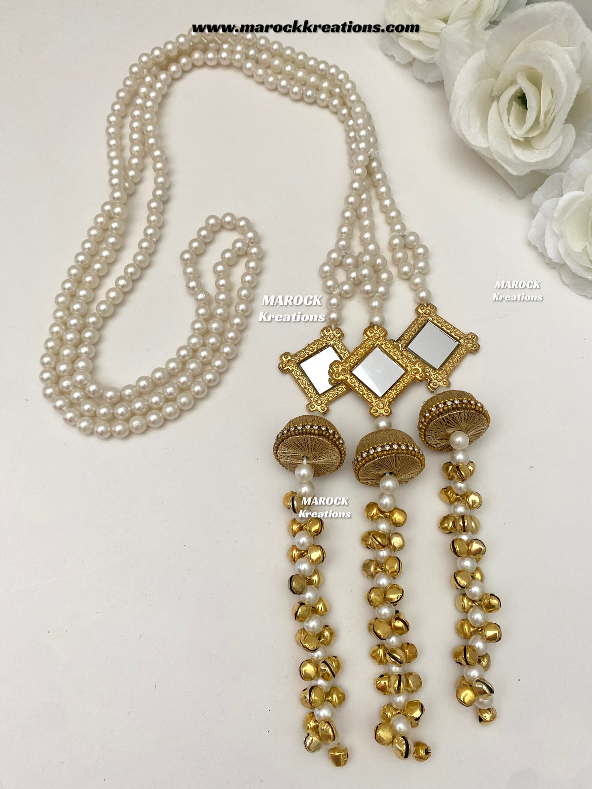 Kashmiri Paranda/Pearls, mirror and Ghungroo Paranda
