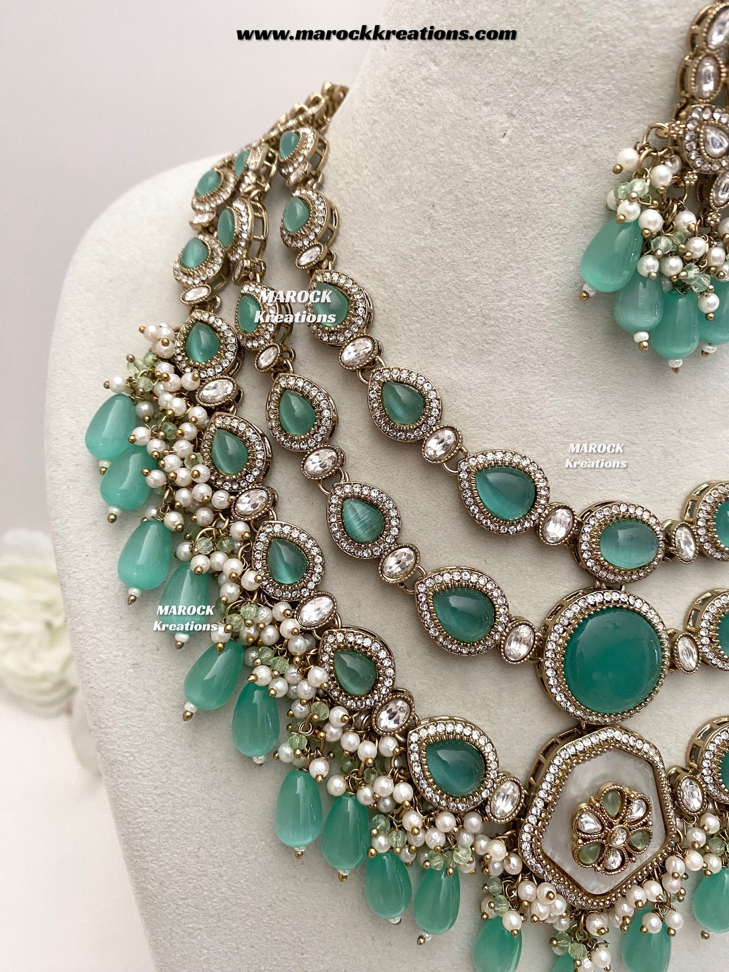 Manisha Sabyasachi inspired Premium Quality Kundan triple layer statement necklace set