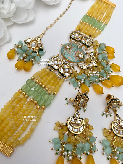 Brinda Premium Quality Kundan Meenakari Statement Choker set
