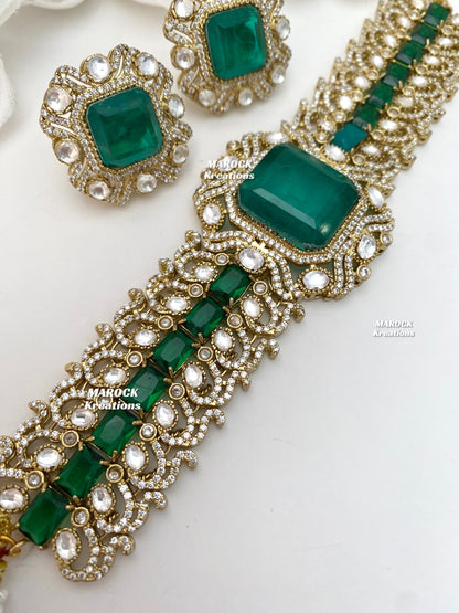 Paloma Sabyasachi inspired Premium Quality Moissanite Kundan and American Diamond choker set