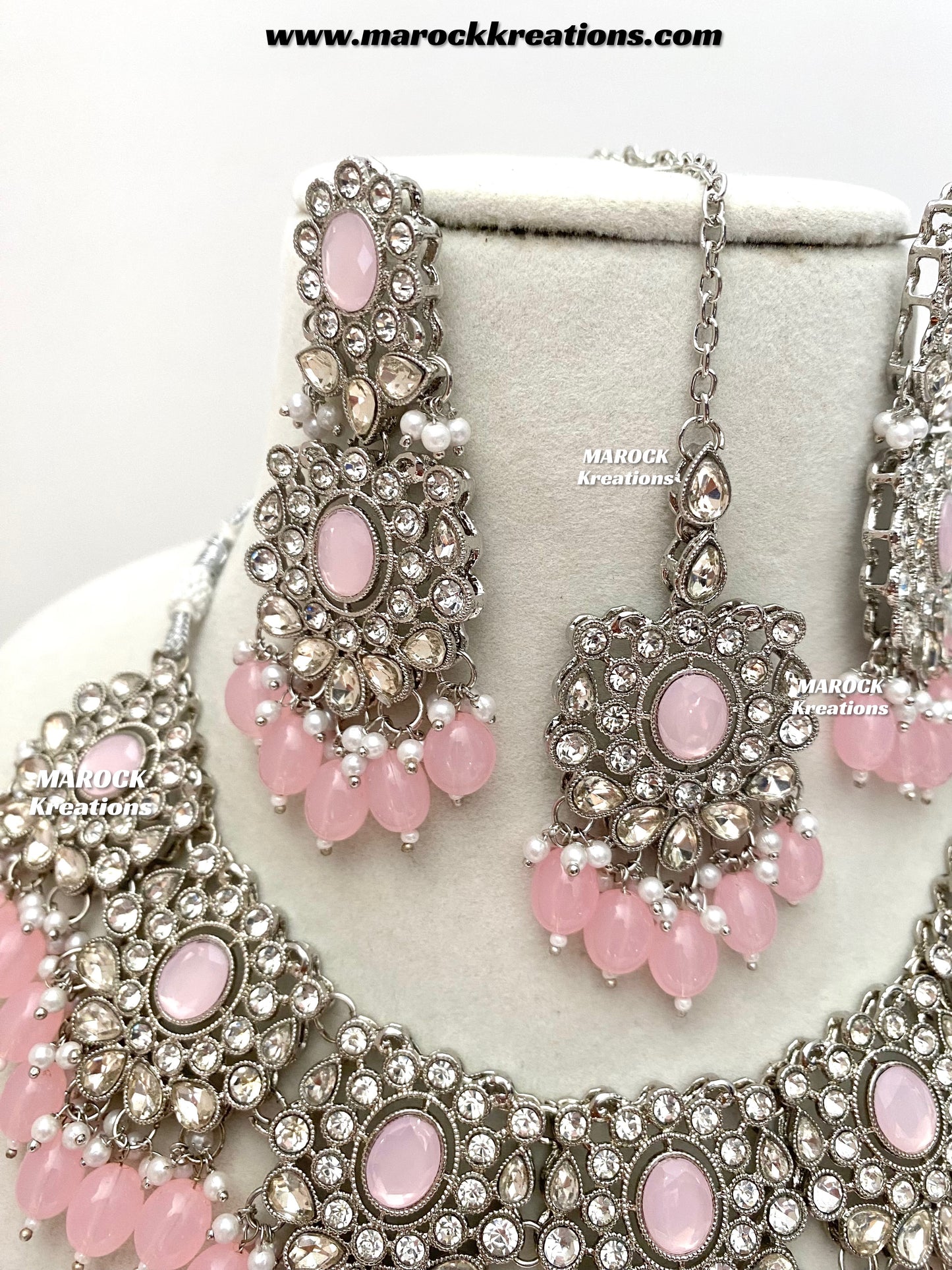 Naina Silver Stone Necklace set