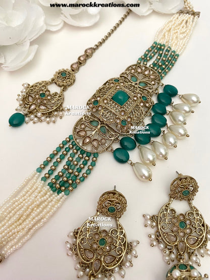 Naila Antique Gold Polki Choker set