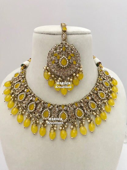 Antique Gold/Yellow Polki Necklace set