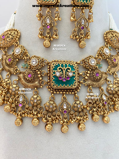 Jeena Premium Quality exclusive Gold Plated heritage necklace set
