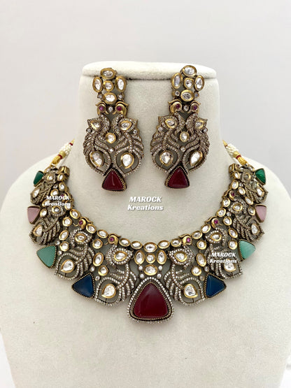 Anisha Sabyasachi inspired Premium Quality Moissanite Kundan Statement Necklace set