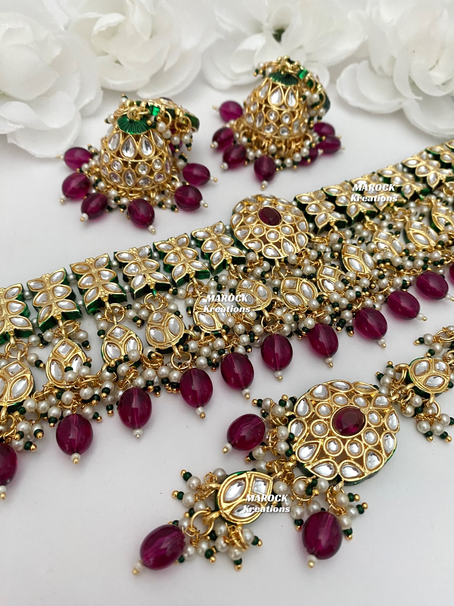 Premium Quality Thappa Kundan Statement Choker set