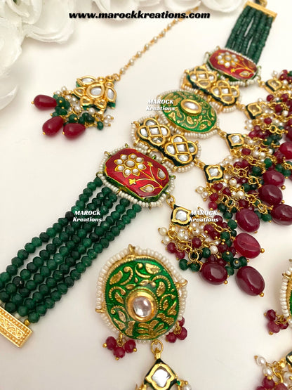 Shehnaaz Premium Quality Thappa Kundan Meenakari trendy choker set