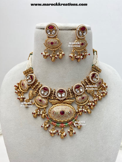 Susan Premium Quality Gold Plated Meenakari Necklace set