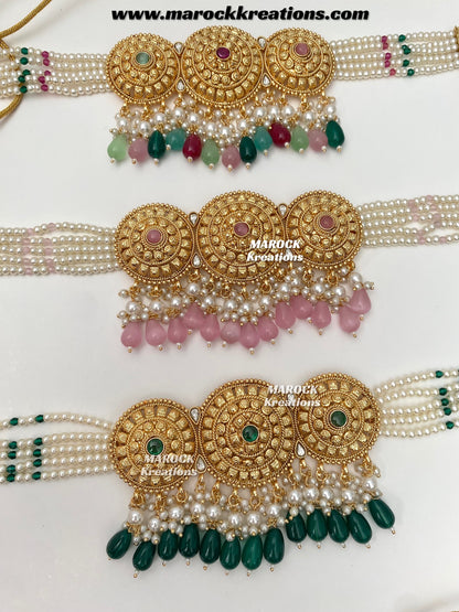 Anuja Premium Quality Gold Plated statement choker set