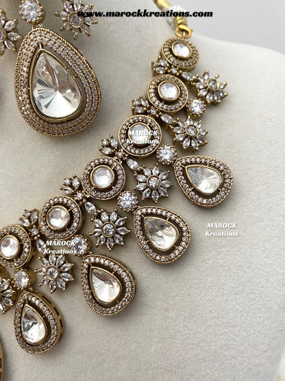 Marie Premium Quality Moissanite Kundan Necklace set