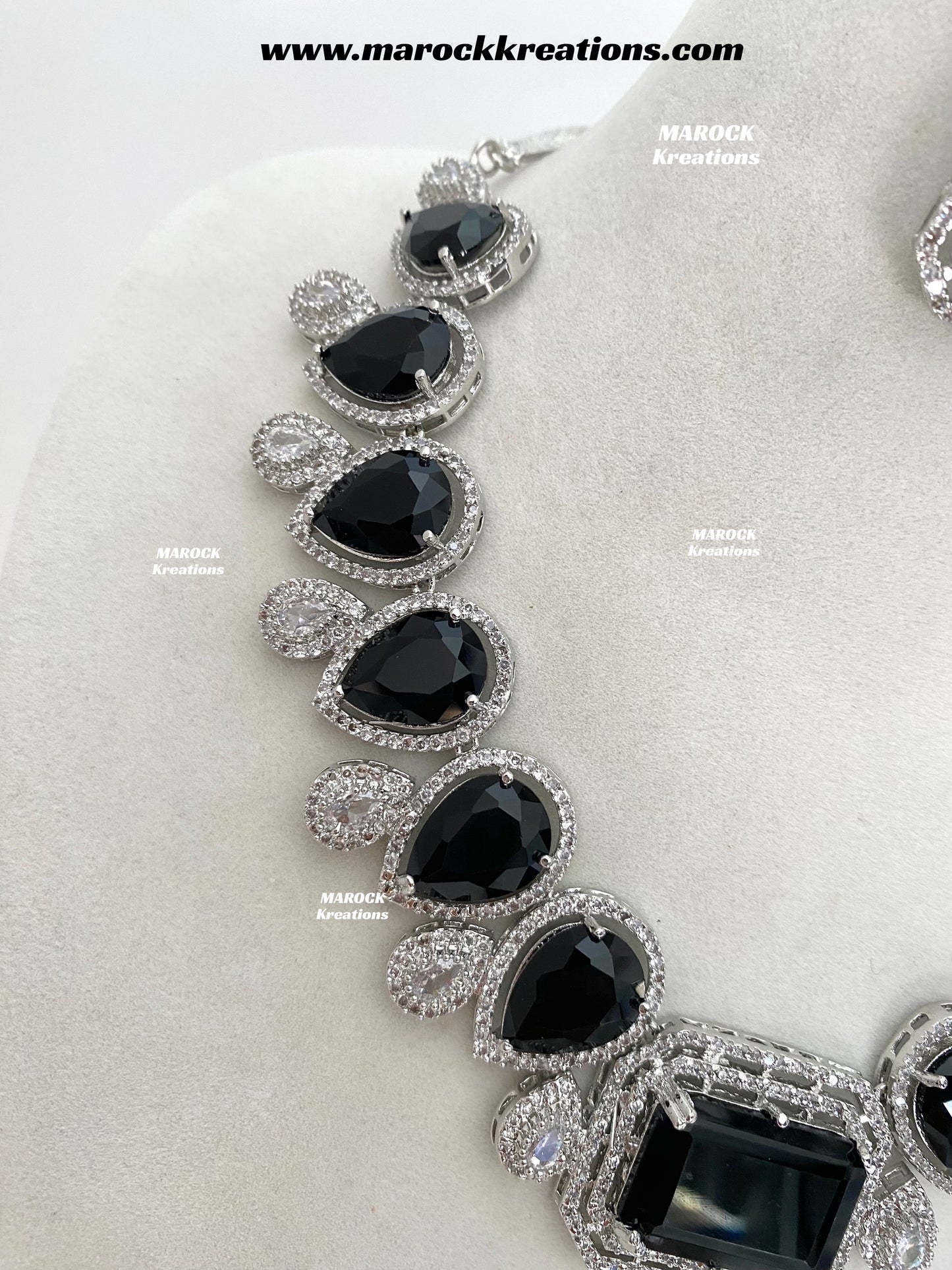Fariha Silver American Diamond Necklace set