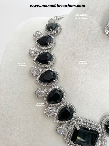 Fariha Silver American Diamond Necklace set